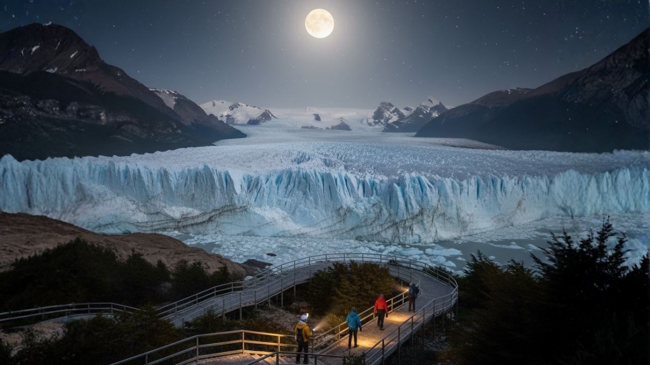Glaciar Perito Moreno Con Luna Llena foto 5